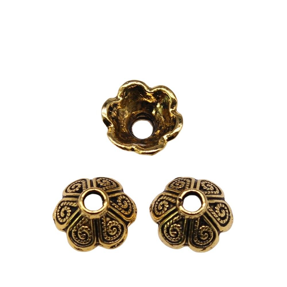 

50шт шапочки для бусин, подвески и ожерелья цвет античное золото 9х9х4мм