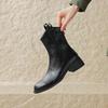 Fashion 2025 New Autumn/Winter Women Boots Round Toe Chunky Heel Boot Western Boots Zapatos De Mujer Mid-calf Boots Genuine Leather