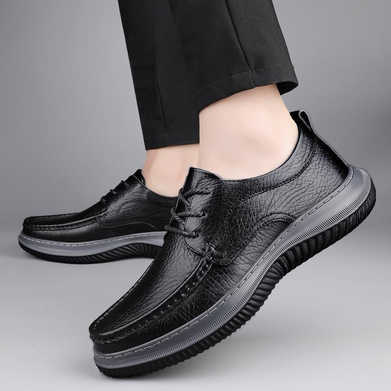 Fashion Walk Mens Oxford Shoes British Style Man Genuine Leather Casual Shoes Non-Slip Lace-Up Formal Dress Footwear Elegantes Men Shoe