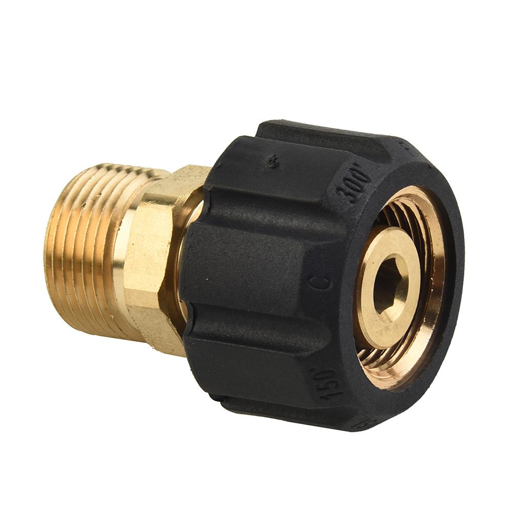 Efficient Brass Pressure Washer Hose Coupling Screw Nipple M22 Male14mm to M22 Female15mm 4500PSI Max Working Pressure