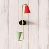 Mid Century Red Green  Brass Wall Sconce