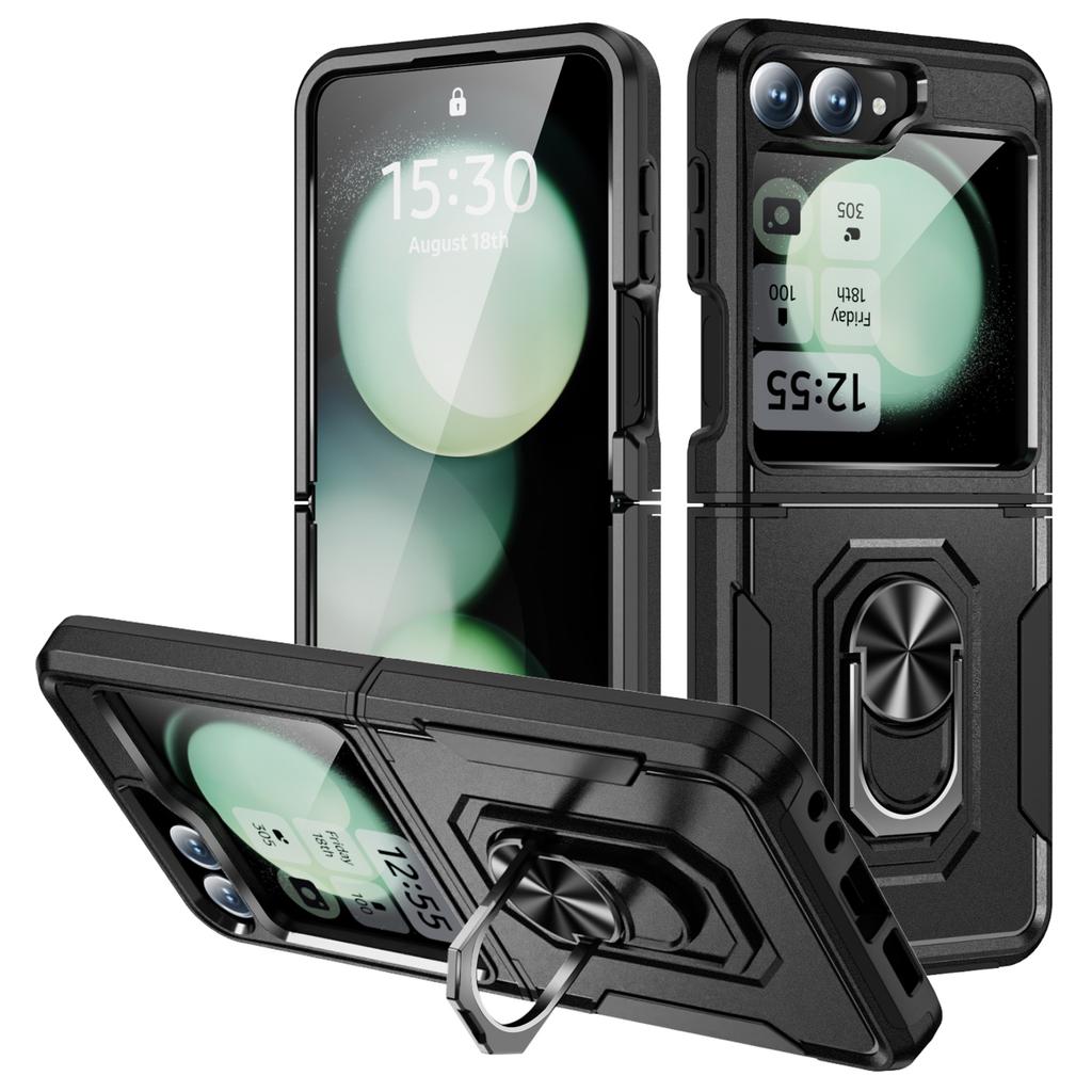 For Samsung Galaxy Z Flip6 5G Case Military Grade Ring Kickstand PC+TPU Phone Cover