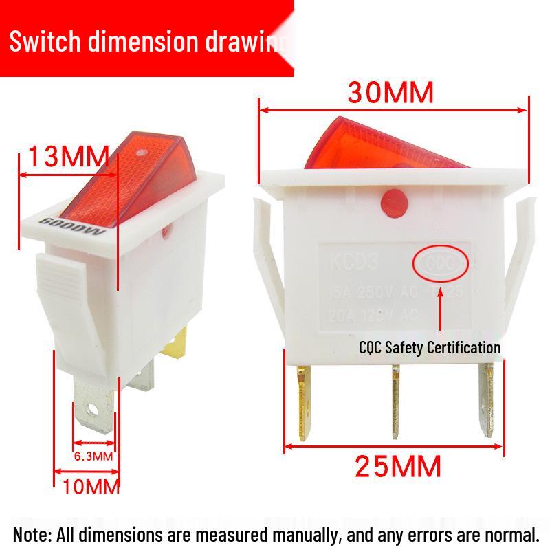 6000W High-Power Electric Wok with Universal Rocker Switch, Multi-Purpose Heating Pot, Red with Light Switch