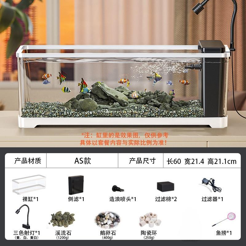 Acquario Stream in Acrilico da Scrivania Eco Filtro Laterale Acquario Paesaggistico Trasparente Simulazione Fiume Arredamento Acquatico Moderno per la Casa