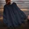 Women S Loose Fit Long Sleeve Round Neck Shirt With Ruffled Cuffs And Hem