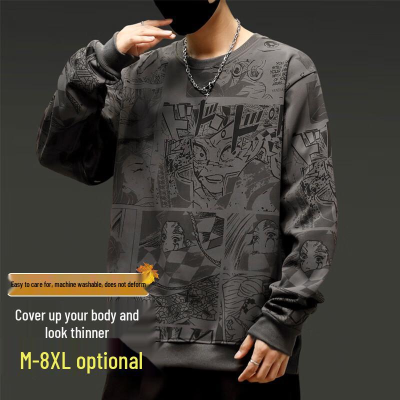 

Men s Plus Size Loose-Fit Round Neck Sweatshirt 7XL