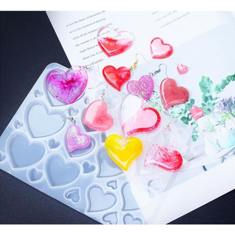 DIY Drop Earring Mold 3D Resin Pendants Moulds Fashionable Ear Jewelry Molds Silicone Material for Hand-Making Earrings
