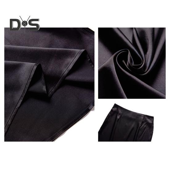 Women Fishtail Skirt with Large Hem High Waist Hip Wrapped Imitation Silk Maxi Skirt Solid Color Slimming Satin Skirt