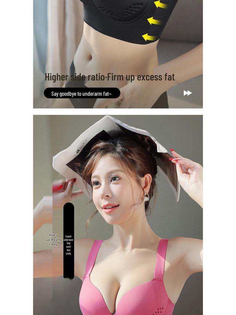 Übergröße Nahtloser Lift & Support BH: Atmungsaktiv, Auslaufsicher, Seitenstütze, Dünnes Cup-Design für Frauen