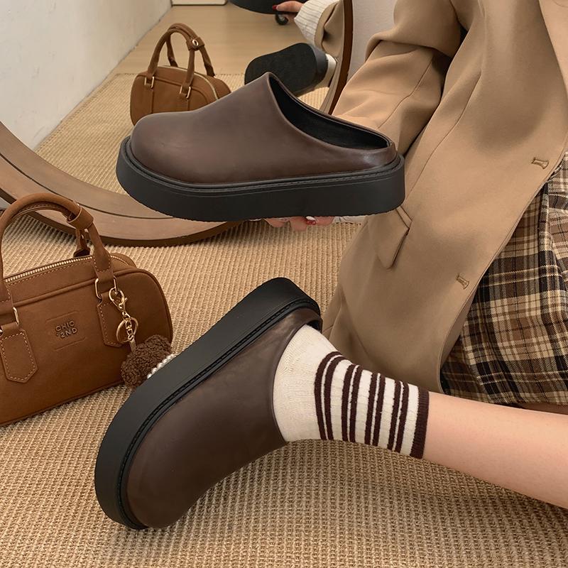 Fashion Cover Toe Beige Heeled Sandals Shoes House Slippers Platform Slides Slipers Women Black 2025 Retro Shoes Woman 2025 Female Slipp