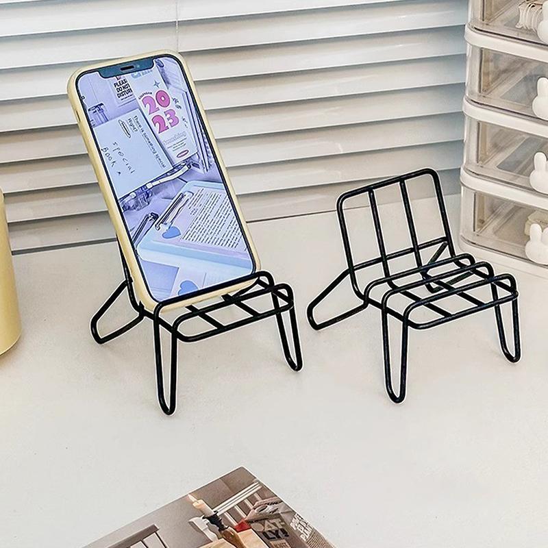 Small Chair Design Iron Mobile Phone Holder Racks Stand Simple Student Creative Desktop Ornaments Home Accessories