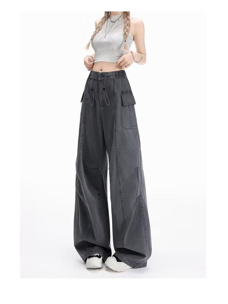 2026 Women's Korean Style Loose Casual Pants - Trendy, Versatile Spring/Summer Drop-Weight Straight Leg Cargo Pants.