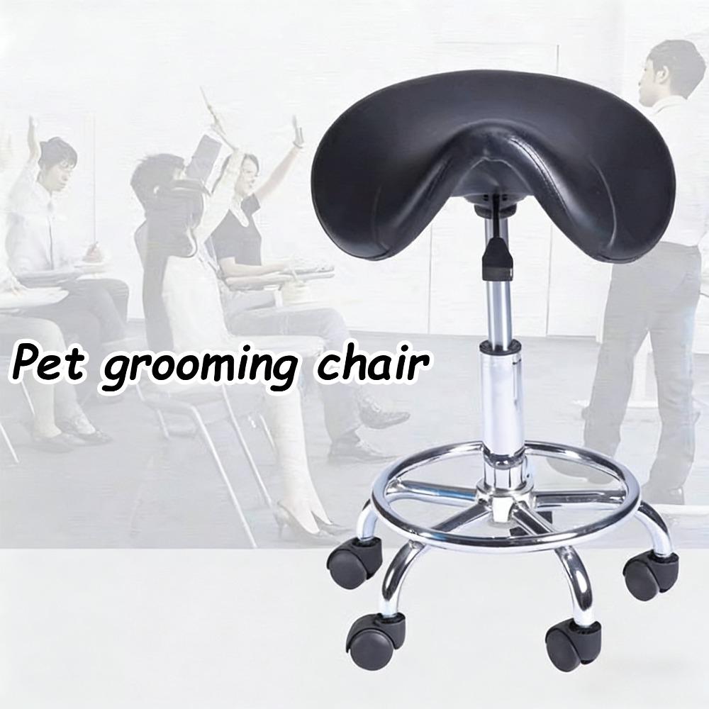 Pet Grooming Chair 360° Rotating Ergonomic Chair Adjustable Height Pet Groomer's Professionals Roller Skating Chairs