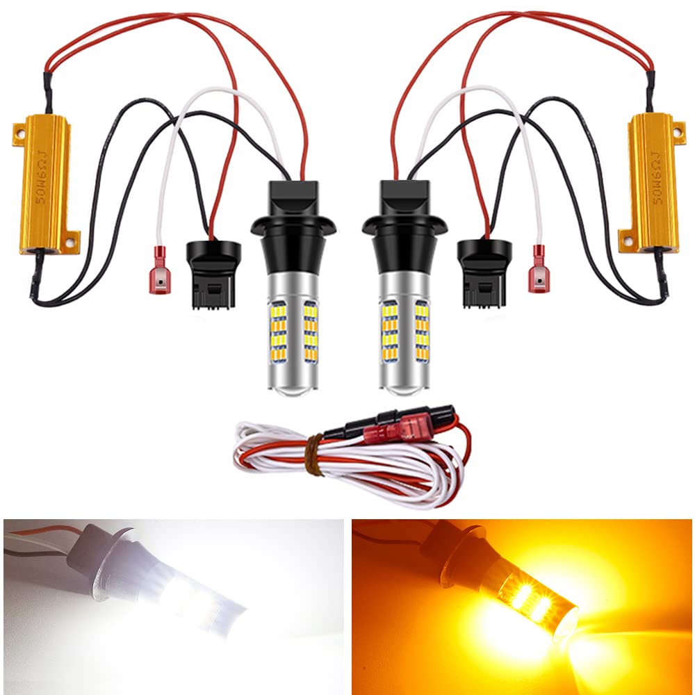 X-STYLE T20 7440 Turn Signal Position Kit, For 12 V Cars, White, Amber, 2-Color