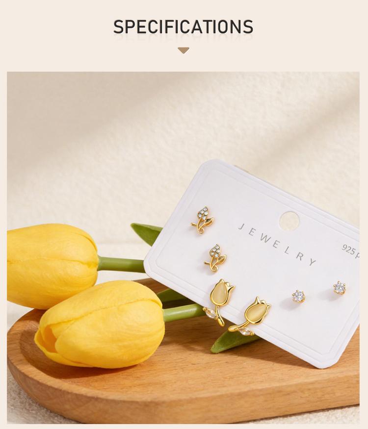 3 Pairs/Set Heart Flower Stud Earrings for Women Girls  Zircon Pearl Earring Set Multiple Piercing Cartilage Earring Jewelry