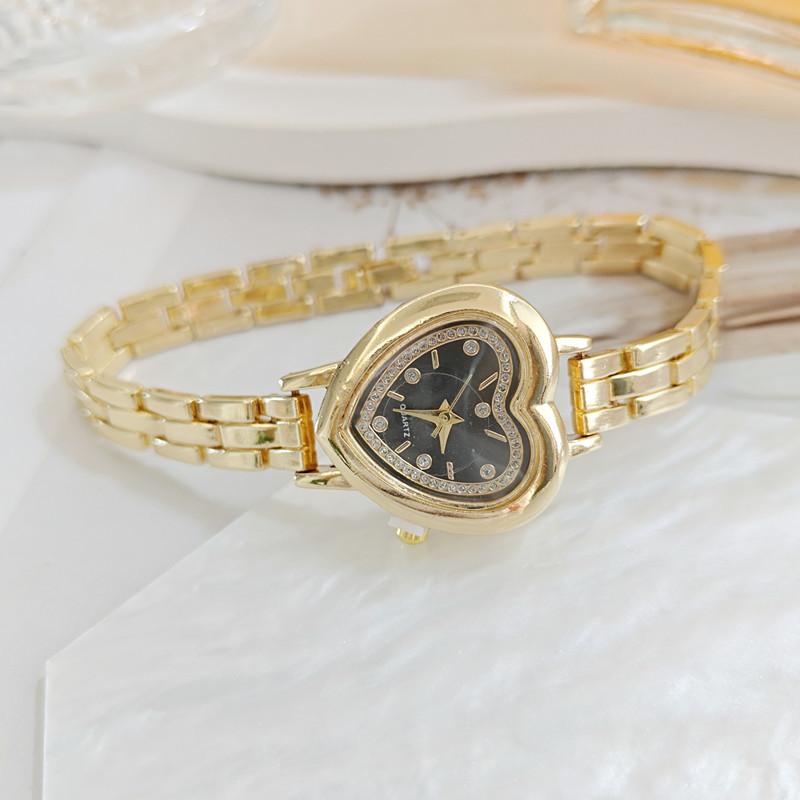 Dames Hartvormige Strass Horlogeband Armband Polshorloge