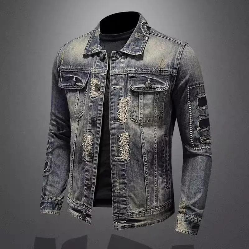 Giacca di Jeans Unica e di Personalità da Uomo per Primavera e Autunno