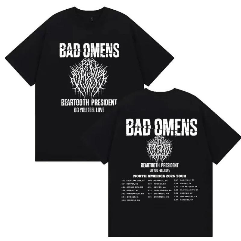 Rock Band Bad Omens Tour 2026 Graphics T Shirts M S чёрный