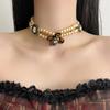 Rhinestone Pearl Beaded Choker Vintage Clavicle Chain Temperament Flower Heart Necklace  Gift