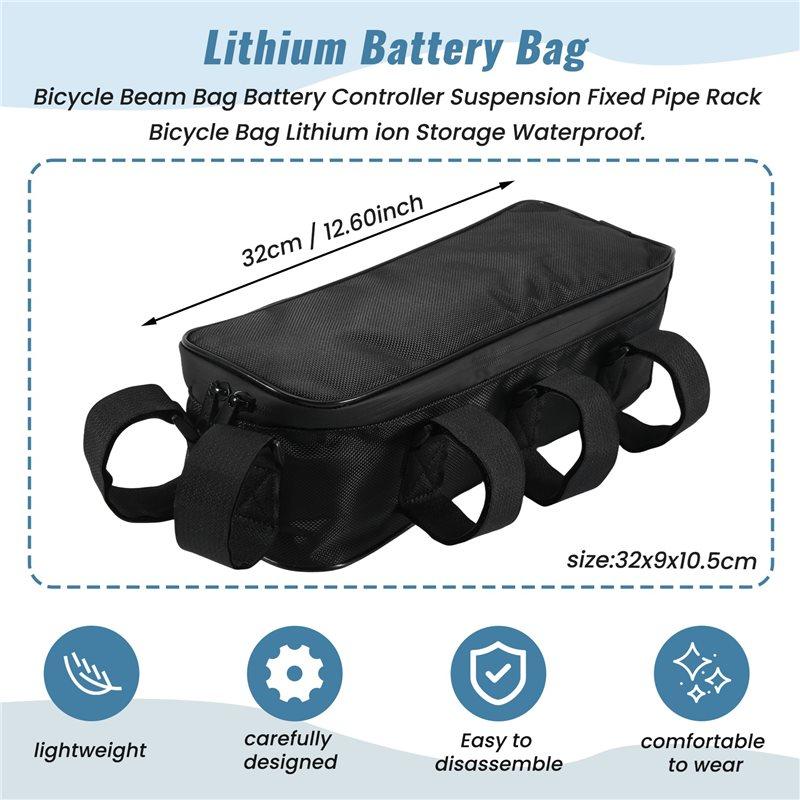 NEW HOT In Stock-Bicycle Bag Battery Controller Hanging Fixed Tube Frame Bike Bag Li- Storage Waterproof 32X9X10.5Cm Cyc