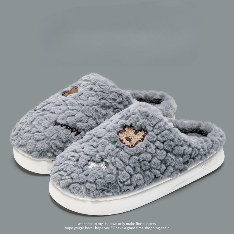 Mode Winter PVC Niedlich Plüsch Warm Damen Baumwollpantoffeln Lässig Indoor Zuhause Hasenkopf Weich Hautfreundlich Unisex Rutschfest Hausschuhe