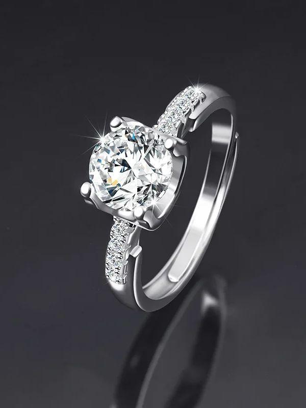 Moissanite Engagement Ring for Women 1 Carat Simulated Diamond Ring Adjustable Size Classic Design Promise Ring Jewelry Gift for
