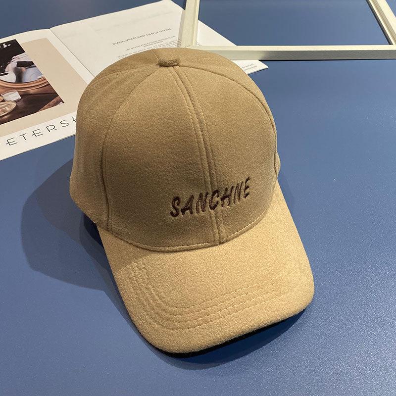 

Новая бейсболка с большой головой для женщин, осенне-зимняя шерстяная шляпа, вышивка букв, повседневная, универсальная, теплая куполообразная бейсболка для мужчин Adjustable