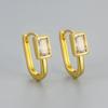 Elegant Geometric Cubic Zirconia Stud Earrings for Women - Trendy, Retro, Light Luxury Accessory
