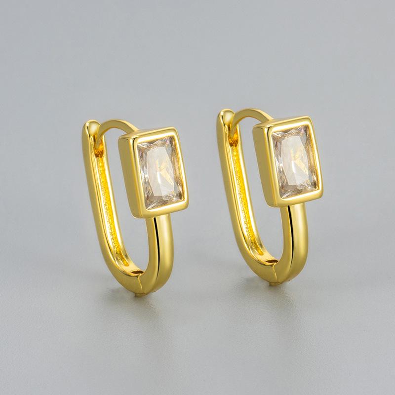 Elegant Geometric Cubic Zirconia Stud Earrings for Women - Trendy, Retro, Light Luxury Accessory