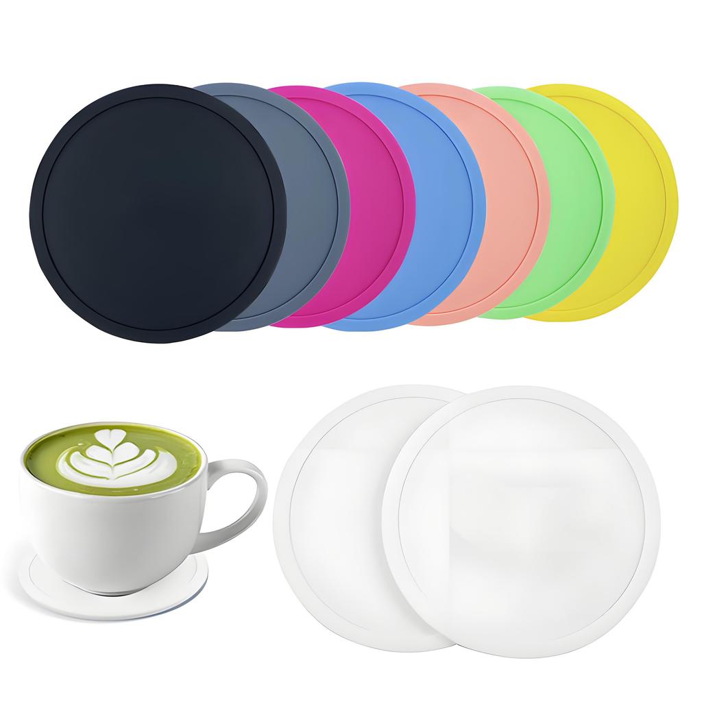 Non Slip Silicone Drink Coasters Large Black Cup Coaster Set For Outdoor Drinks Anti Stain & Heat Resistant - Cup Tab