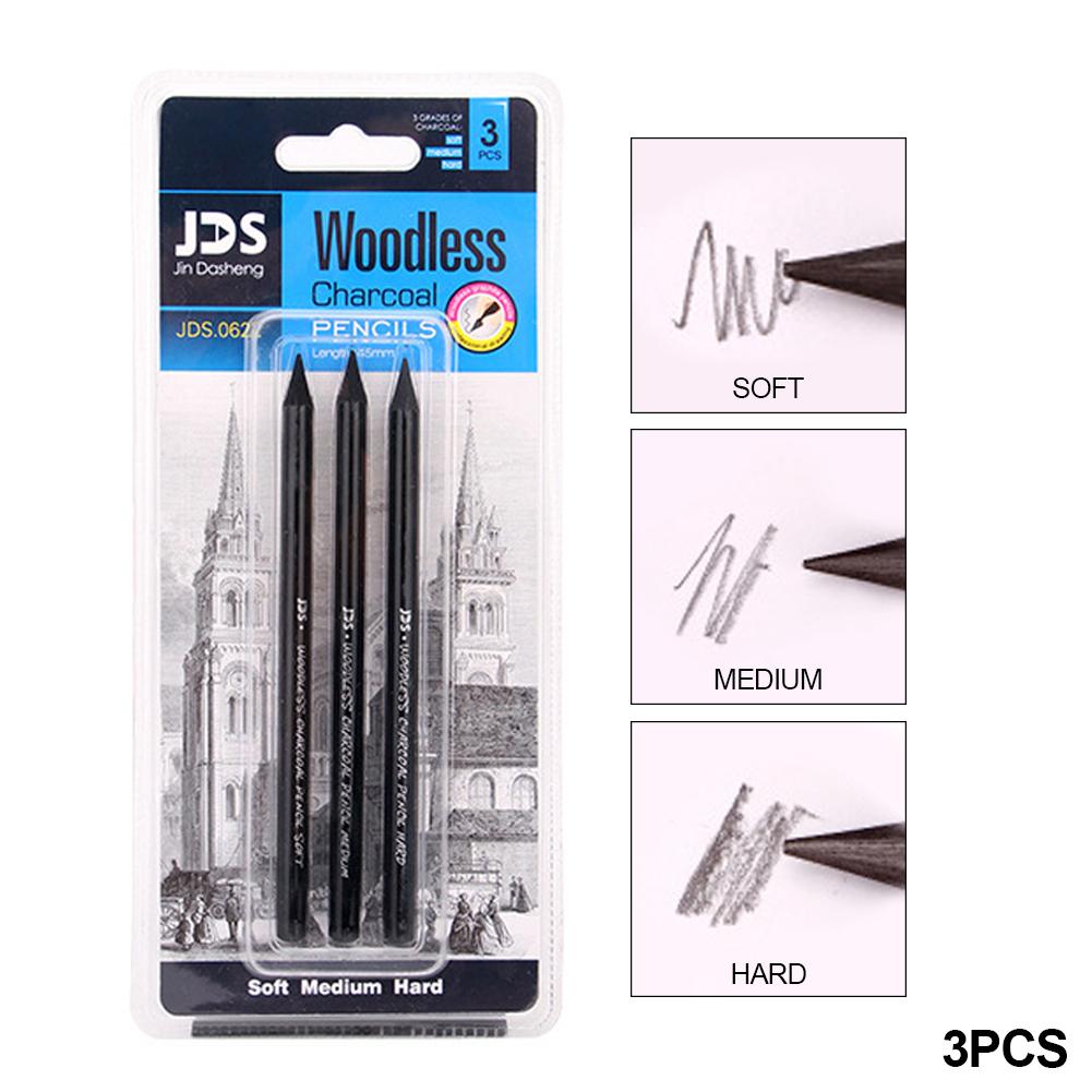 3/6pcs Drawing Tool Painting Supplies Hard/Medium/Soft Woodless Charcoal Pencil Set Professional Woodless Carbon Sketch Pens