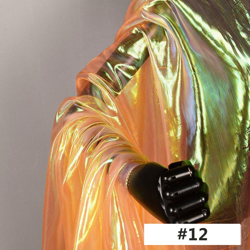 Laser Farbverlauf Organza Stoff Kleid DIY Handgemachtes Kleidungsstück Stoff Weiches Garn Bühnenhintergrund Dünner Stoff Nähen Farbverlauf Tüllstoff