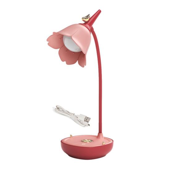 

Flower Shape Lampshade Desk Lamp with 3-Level Color Temperature Touch Switch LED Soft Light Eye Protection 360 Degree Adjustable USB Powered Reading розовый