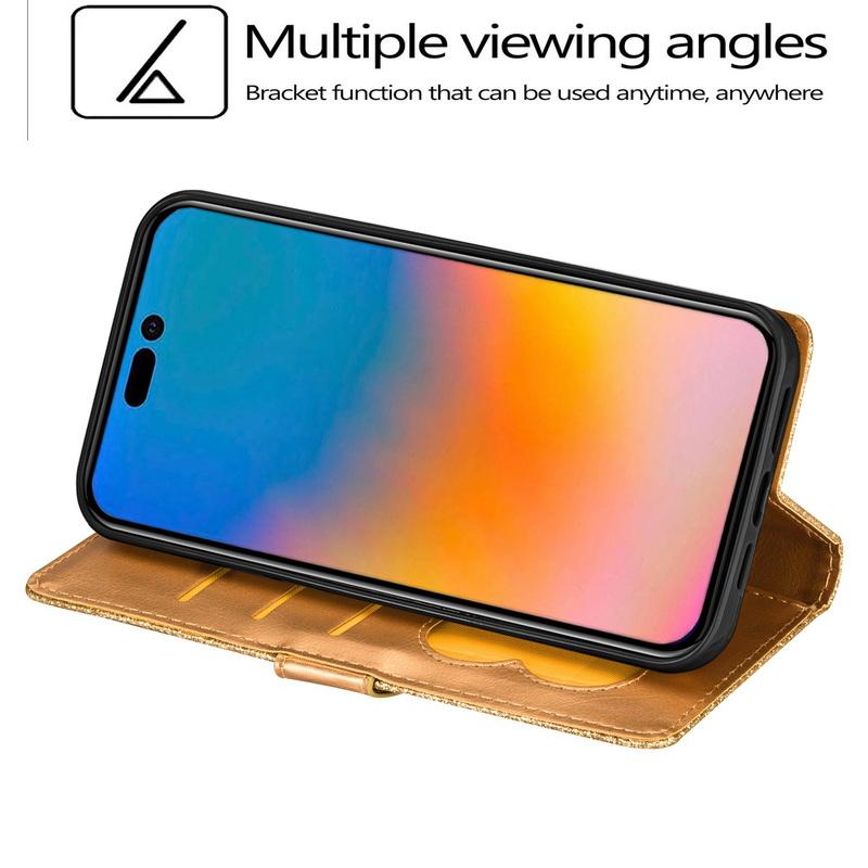Glitter Zipper Leather Flip Wallet Case For iPhone 17 Pro Max Luxury Card Slots Phone Holder Cover For iPhone 16 15 14 Pro Max 13 12 11