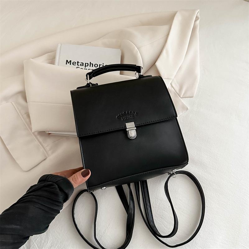 Niche Solid Color Backpack Women'S High-Value Handbag Large-Capacity Travel Retro Small Backpack