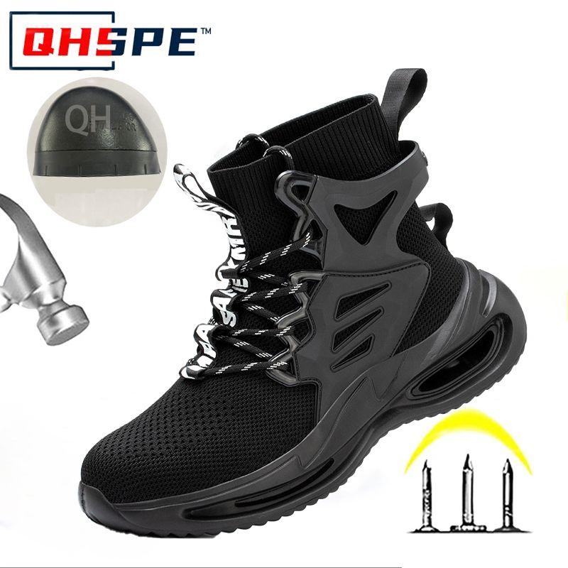 Men's Safety Shoes Steel Toe Soft Soled Safety Breatheable Men's Boots Puncture Resistant Wear-resistant Lightweight Work Shoes