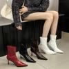 2025 Autumn and Winter New Pointed Short Boots Women's Boots Fashion Thick Heel Thin Boots Niche Design Martin Boots