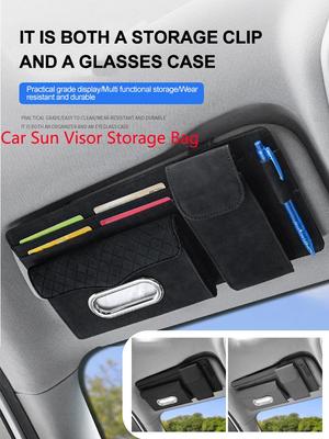 Auto Sonnenblende Aufbewahrungstasche Premium Auto Multifunktionaler Organizer Brillenetui Taschentuchhalter Klettverschluss Aufbewahrungstasche