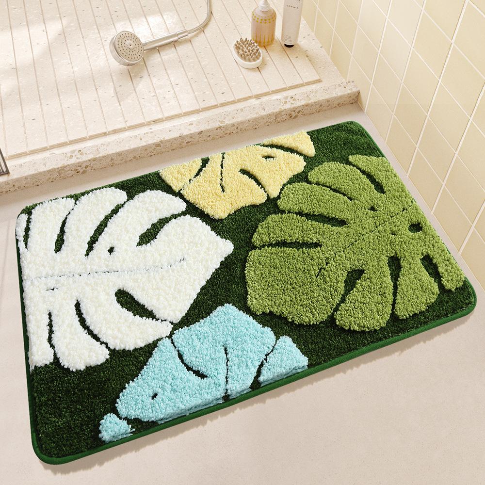 Leaves Non-Slip Bath Floor Mat Bathroom Fluffy Cashmere Absorbent Soft Rug Pad Children Room Carpet Carpet Home Decor Floor Mats