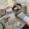 4 Paar Farbpassende Dicke Garnpunktgarn Damen Socken Dick Warm Plüsch Mid-Tube Frotteesocken Chunky Herbst- und Wintersocken