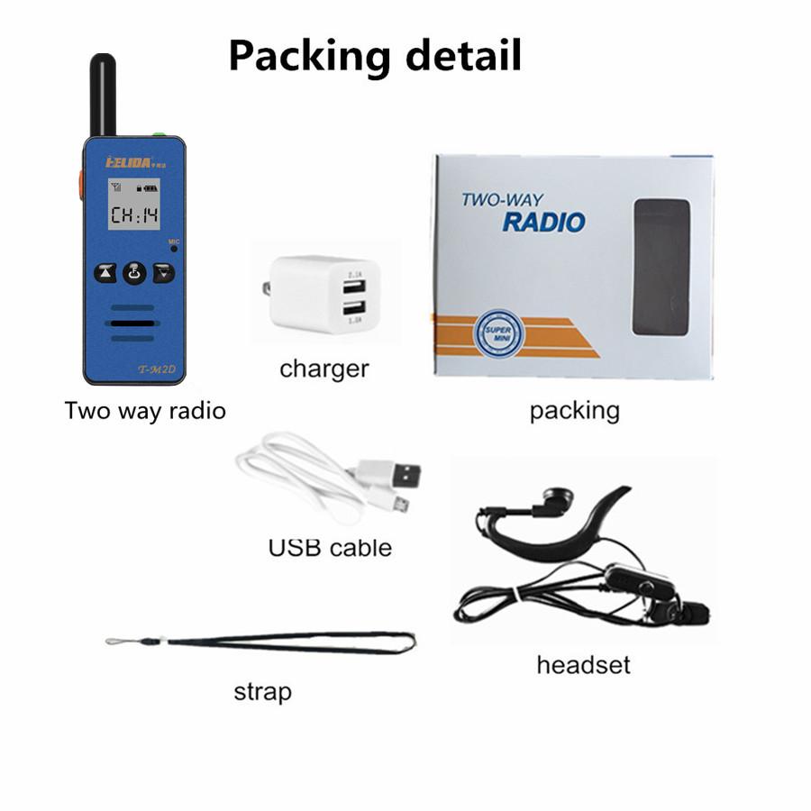 T-M2D Super Mini Portable Two-Way Radio FRS GMRS UHF 400-520MHz 2W Handheld Wireless Communication Talkie Device
