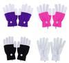 LED Multicolor Light-Up Fingerless Gloves for Halloween & Christmas - Flashing White Knit for Adults & Kids