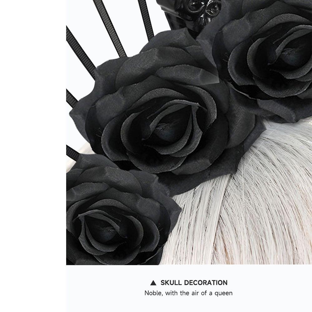 Black Rose Skull Rose Veil Headband Party Attire Gothic Flower Hair Hoops  Halloween