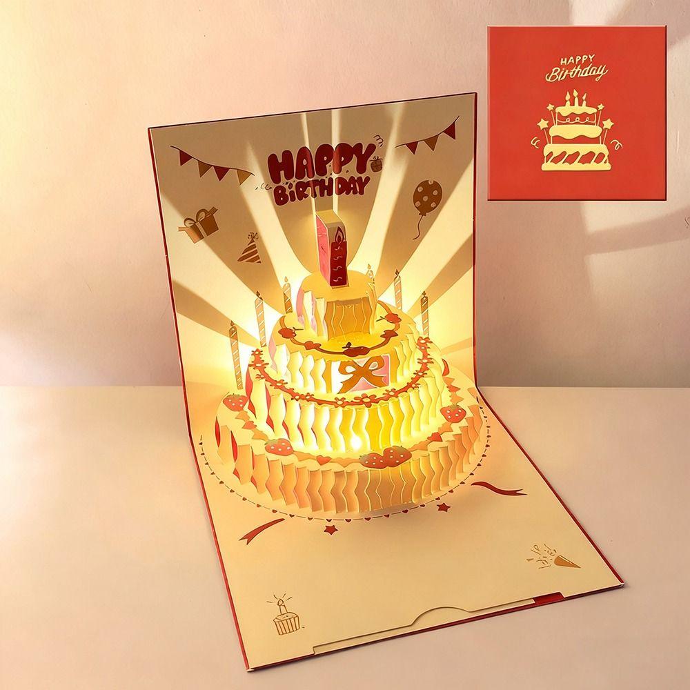 3D Musical Light Greeting Card with Envelope Gift Card Creative Happy Birthday Card
