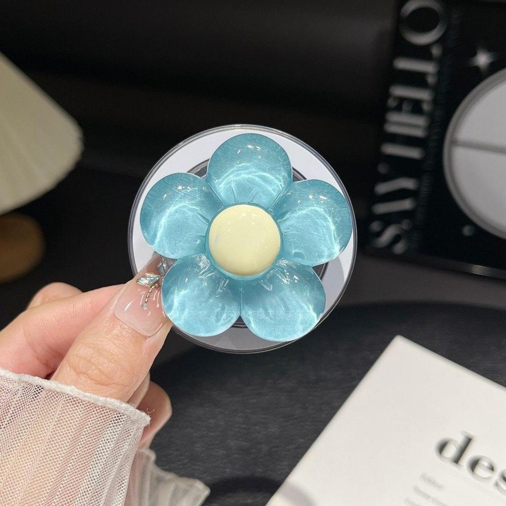 Blumen Sommer Magnetischer Handyhalter mit Airbag Einziehbarer Rückseite und Starker MagSafe Haftung