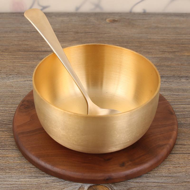 Korean Copper Bowl, Pure Copper Household Rice Bowl 4.5-inch Bowl, Single Anti-drop Pure Manual Thickened Baby and Children's Edible Bowl