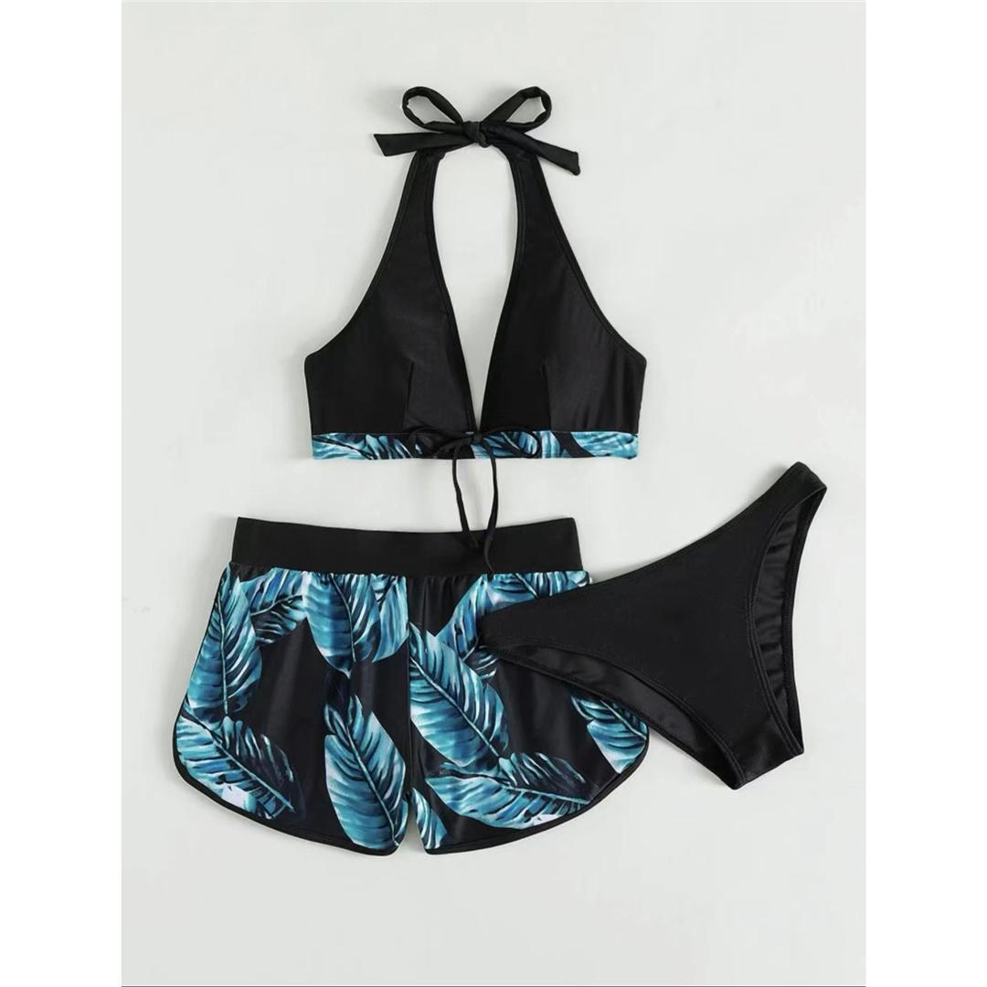 

Модний S - XL з пляжними шортами Жіночий купальник бікіні з принтом Жіночий купальник Комплект бікіні з трьох частин Купальний костюм для плавання XL світло-зелений колір