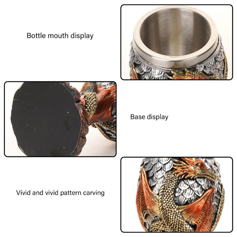 Wine Cup Dragon Embossed High Stem Wine Glass Wine Drinking Cup Resin Goblet for Home Decoration