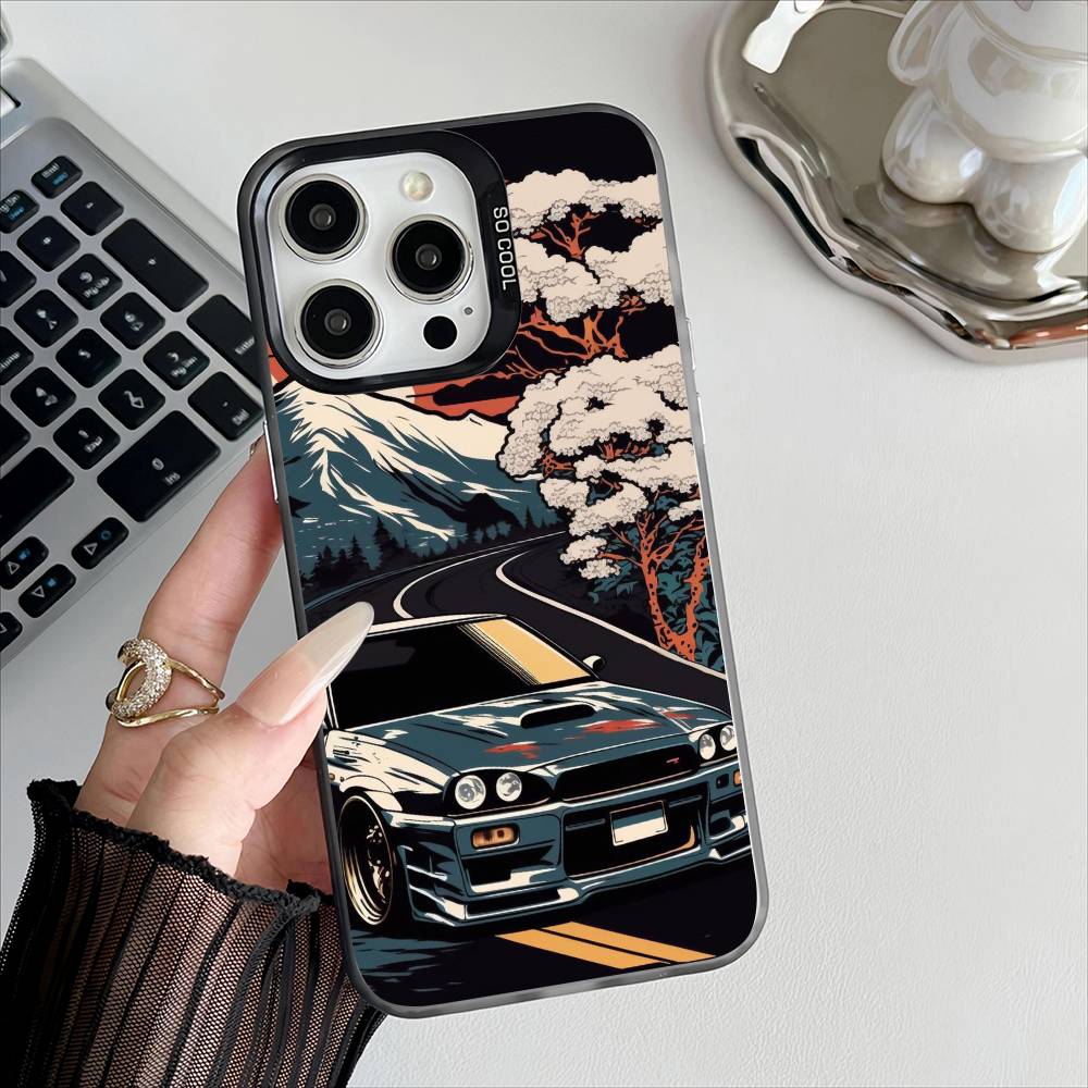 Anime T-Tokyo JDM Phone Case For Apple 11 12 13 14 15 16Pro Max Plus Protect Plating Phone Cover