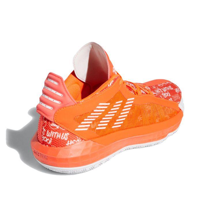Adidas D Lillard 6 Comfortable Versatile Cushioning Low Top Basketball Shoes Men Sneaker Orange White EH2440